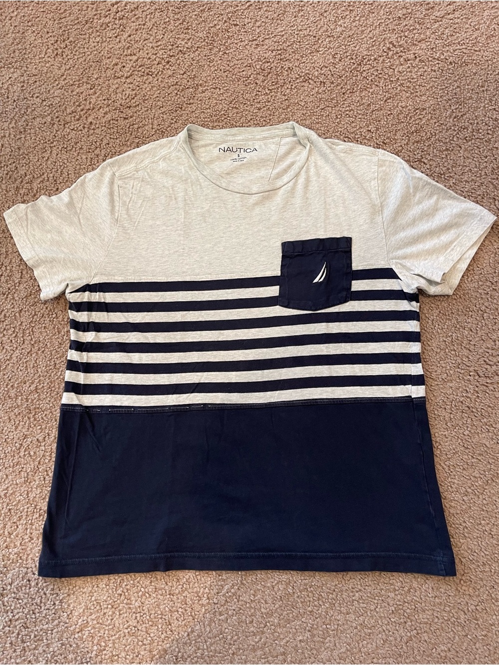 NAUTICA Men’s Retro Y2K Striped Pocket Short Sleeve Tee